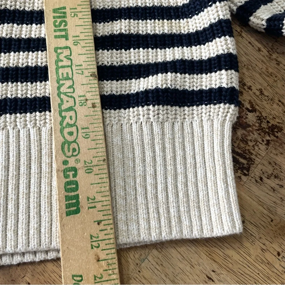 J. Crew Oversized Striped‎ Crew Neck Sweater Navy Ivory Medium